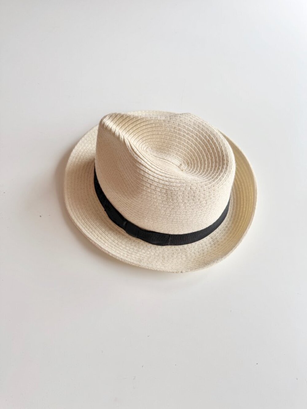 Aritzia TALULA Off White Paper Grosgrain Ribbon Trim Fedora Panama Hat, Size M/L
